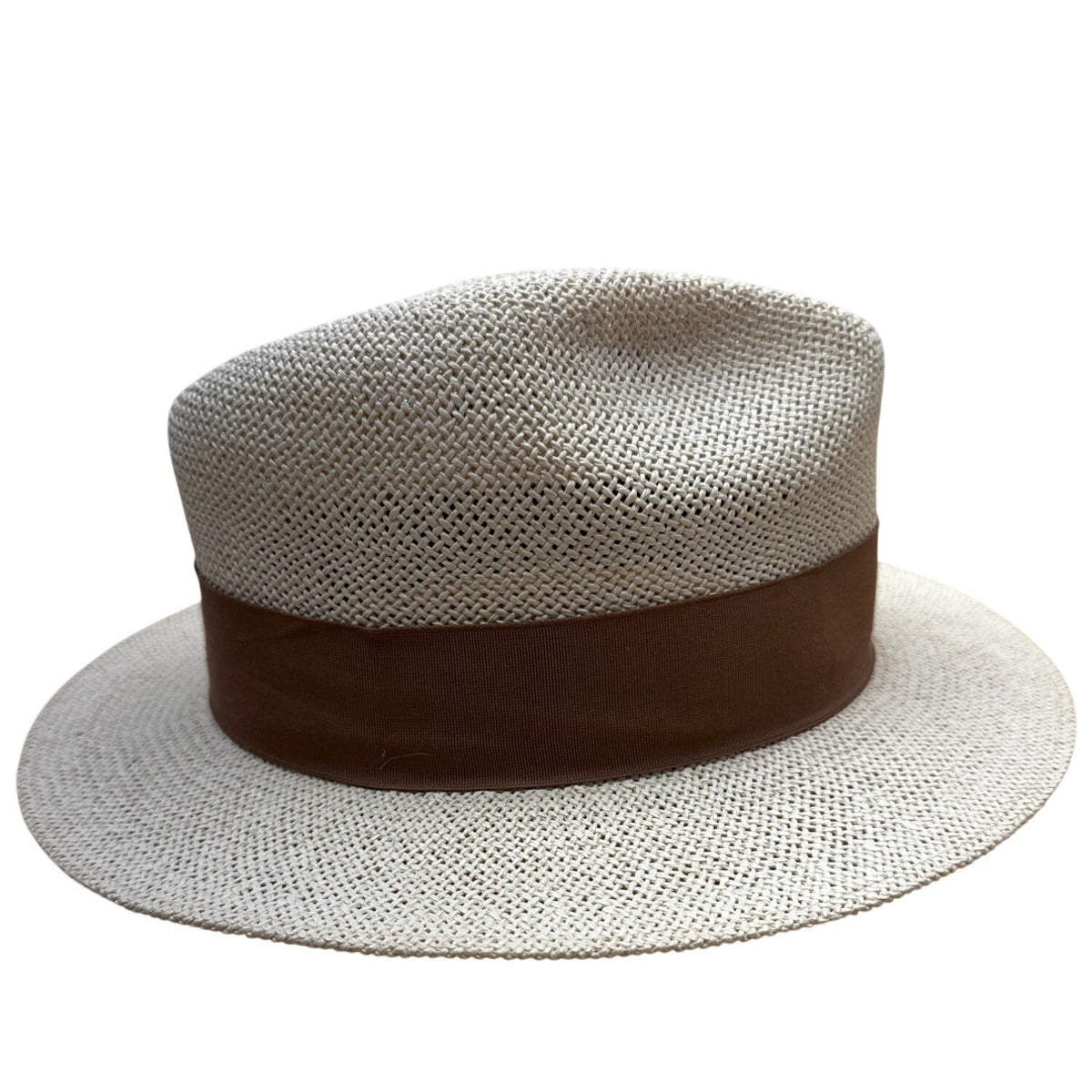Indiana Jones Authentic Straw Fedora Hat With Brown Band Size Large