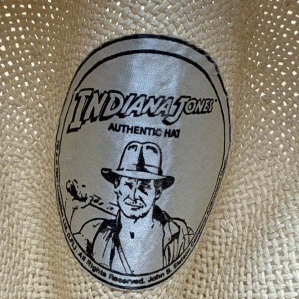 Indiana Jones Authentic Straw Fedora Hat With Brown Band Size Large