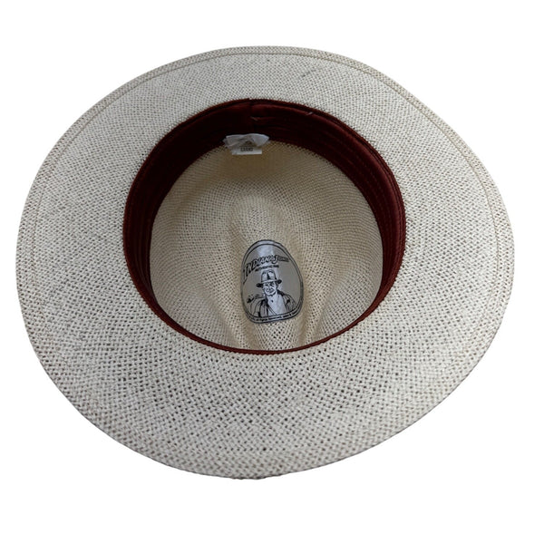 Indiana Jones Authentic Straw Fedora Hat With Brown Band Size Large