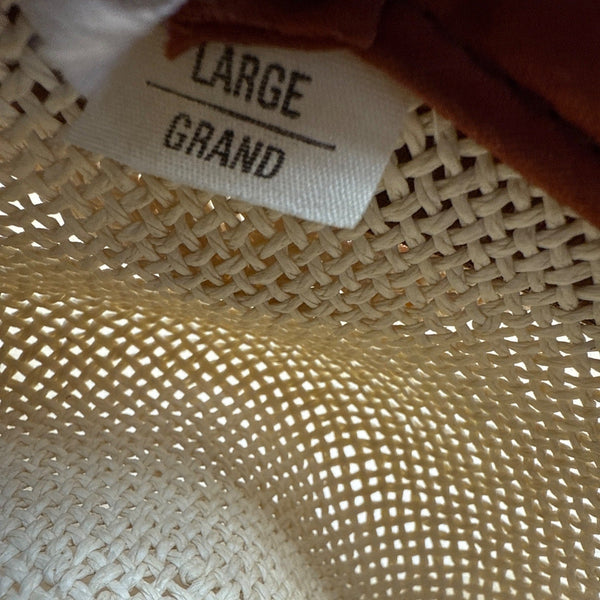 Indiana Jones Authentic Straw Fedora Hat With Brown Band Size Large