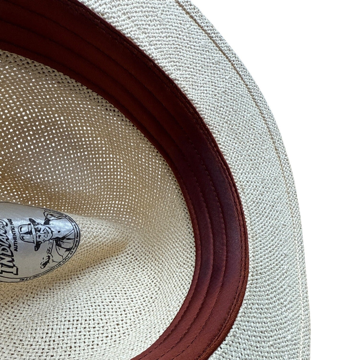 Indiana Jones Authentic Straw Fedora Hat With Brown Band Size Large