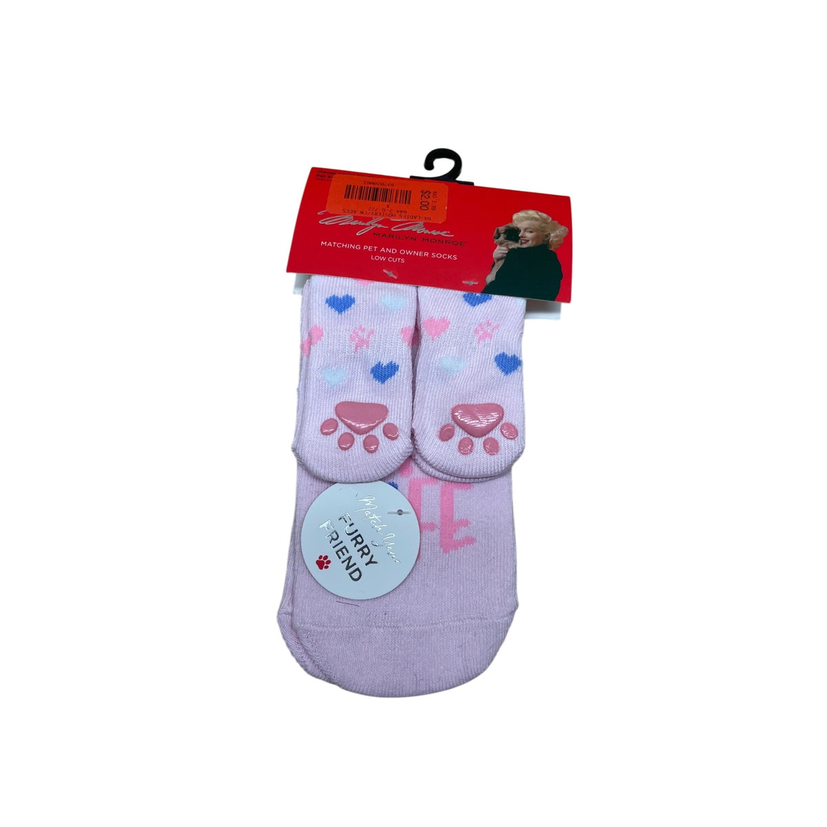 Marilyn Monroe Womens Pink Cotton Matching Pet & Owner Socks Low Cut Dog Paw Heart Prints