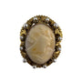 Florenza Gold Tone Womens Cameo Brooch With Faux Pearl Filigree Frame