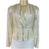 Mango Women's White Wrapped Blouse Sz 2