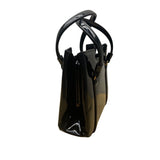 Vintage Lewis Black Patent Leather Handbag Gold Accents & Double Handles Sz S