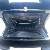 Vintage Lewis Black Patent Leather Handbag Gold Accents & Double Handles Sz S