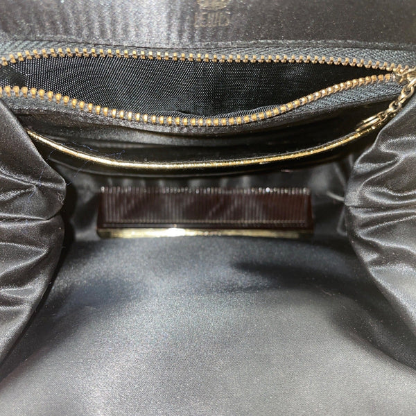Vintage Lewis Black Patent Leather Handbag Gold Accents & Double Handles Sz S