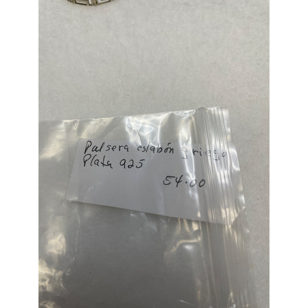 Pulsera Eslabón Plata 925 Greek Key Pattern Bracelet Silver Adjustable Design 7.5 Inches