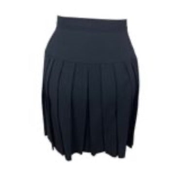 Vintage Gruppo Americano Black Pleated Wool Skirt W/Button Details Size 4