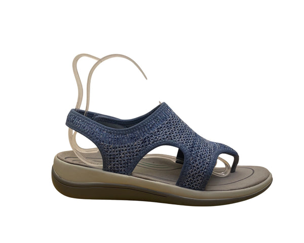 Orthofeet Women’s Blue Knit Open-Toe Adhesive Closure Sandals Size 10.5D