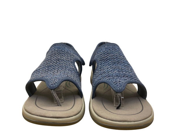 Orthofeet Women’s Blue Knit Open-Toe Adhesive Closure Sandals Size 10.5D