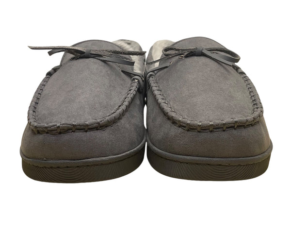Club Room Men’s Gray Faux Suede & Faux Fur Lining Moccasin Slippers Size 10 11