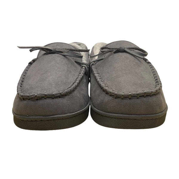 Club Room Men’s Gray Faux Suede & Faux Fur Lining Moccasin Slippers Size 10 11