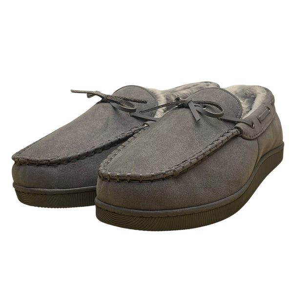 Club Room Men’s Gray Faux Suede & Faux Fur Lining Moccasin Slippers Size 10 11