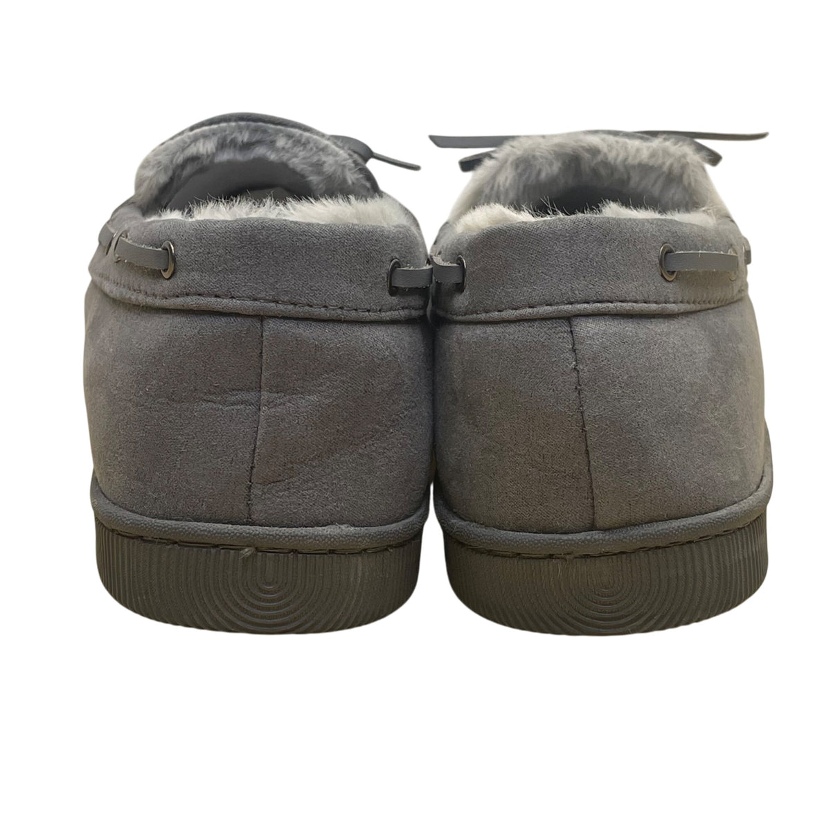 Club Room Men’s Gray Faux Suede & Faux Fur Lining Moccasin Slippers Size 10 11