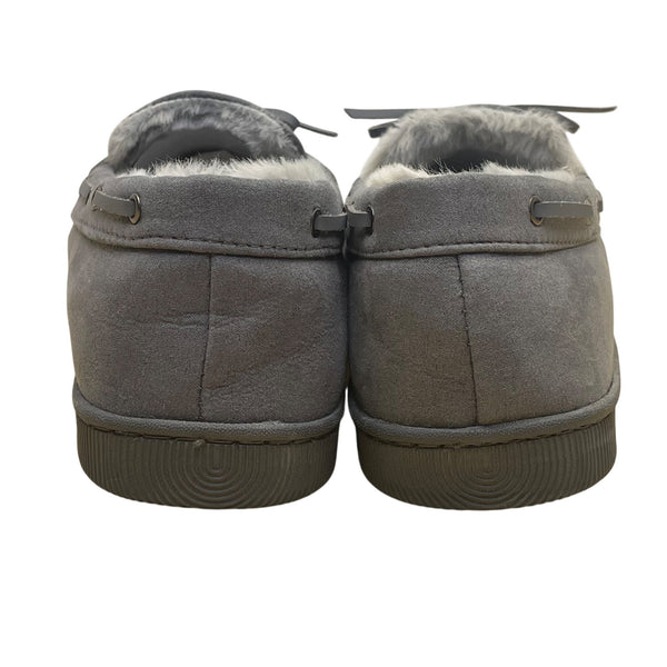 Club Room Men’s Gray Faux Suede & Faux Fur Lining Moccasin Slippers Size 10 11