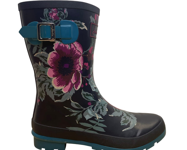 Joules Women’s Navy Blue Rubber Floral Printed Molly Waterproof Rain Boots Sz 9