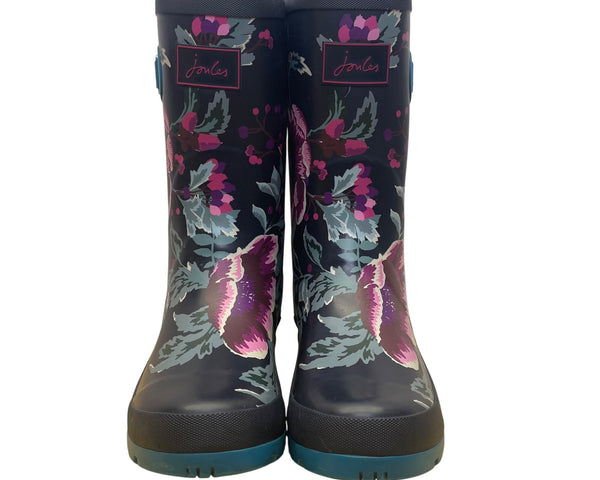 Joules Women’s Navy Blue Rubber Floral Printed Molly Waterproof Rain Boots Sz 9