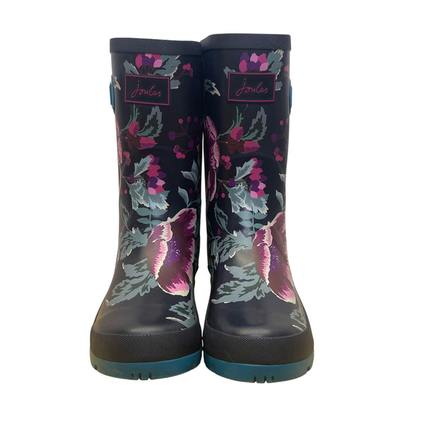 Joules Women’s Navy Blue Rubber Floral Printed Molly Waterproof Rain Boots Sz 9