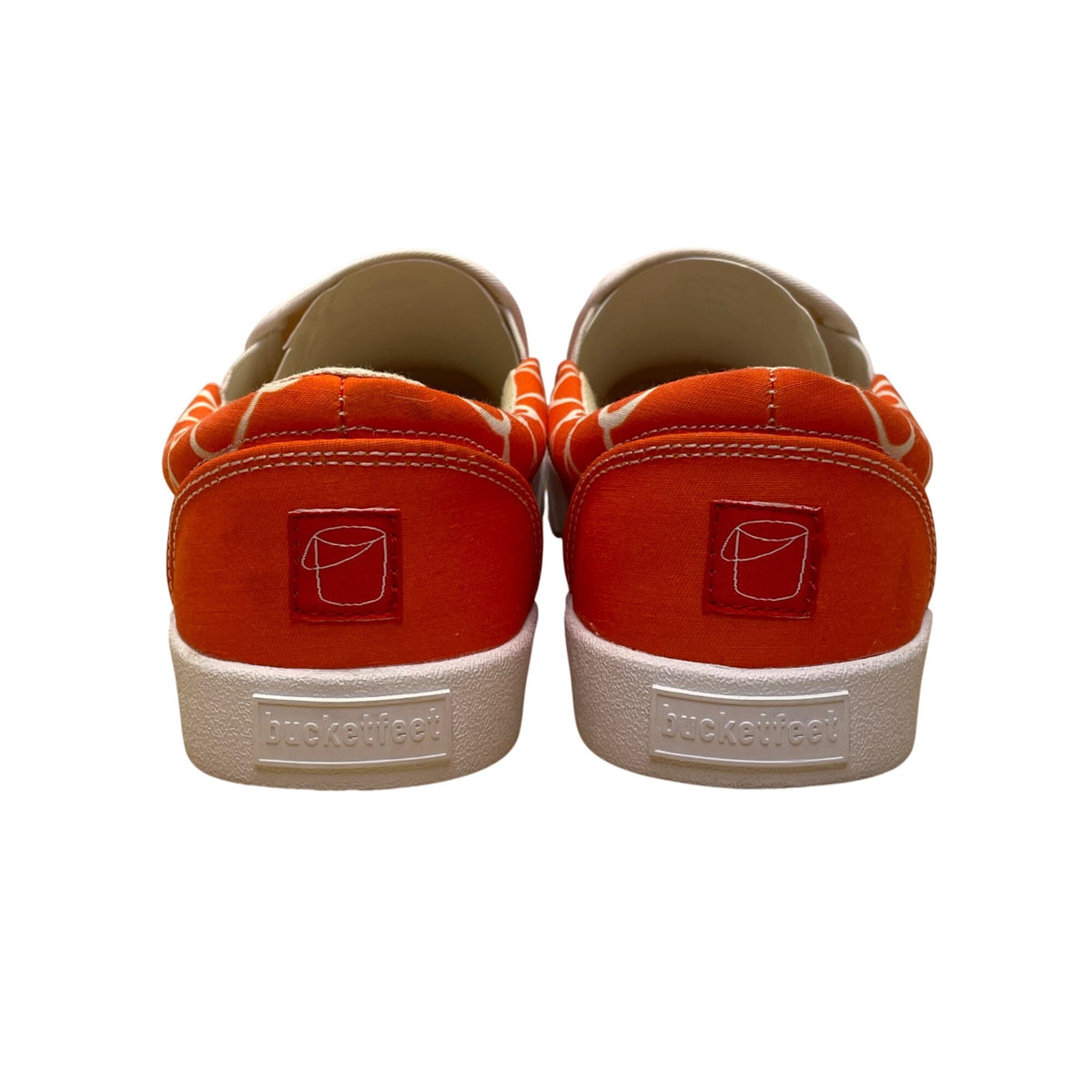 BucketFeet Women’s Orange Canvas Scallop Print Casual Slip-On Sneakers Size 8