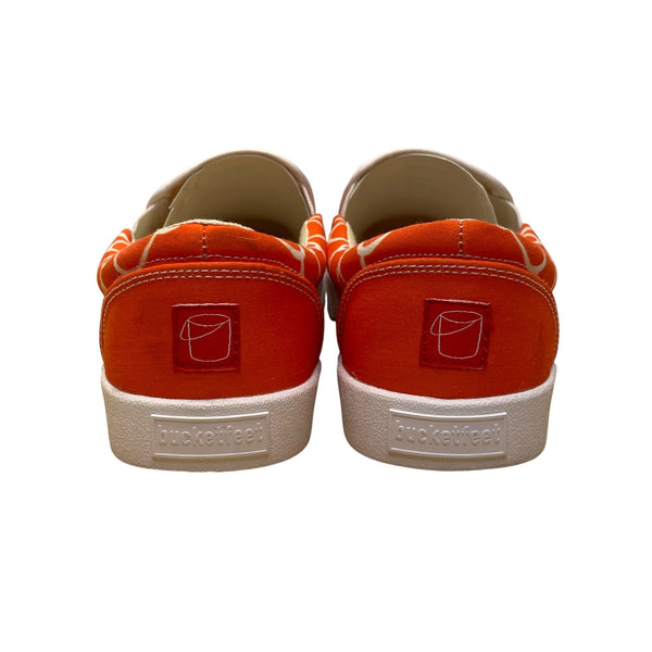 BucketFeet Women’s Orange Canvas Scallop Print Casual Slip-On Sneakers Size 8