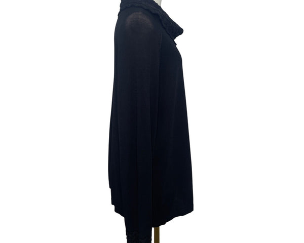 Anne Klein Black Knit Cowl Neck Sweater With Textured Collar