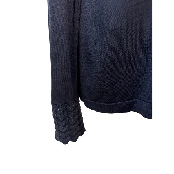 Anne Klein Black Knit Cowl Neck Sweater With Textured Collar