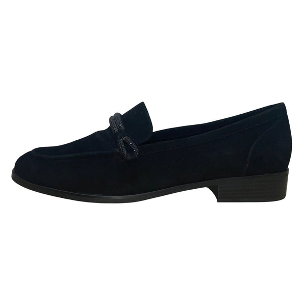Priori Women’s Black Suede With Decorative Knot Loafers Size 9M
