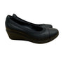 Clarks Unstructured Womens Black Leather Slip-On Wedge Shoes Size 5M