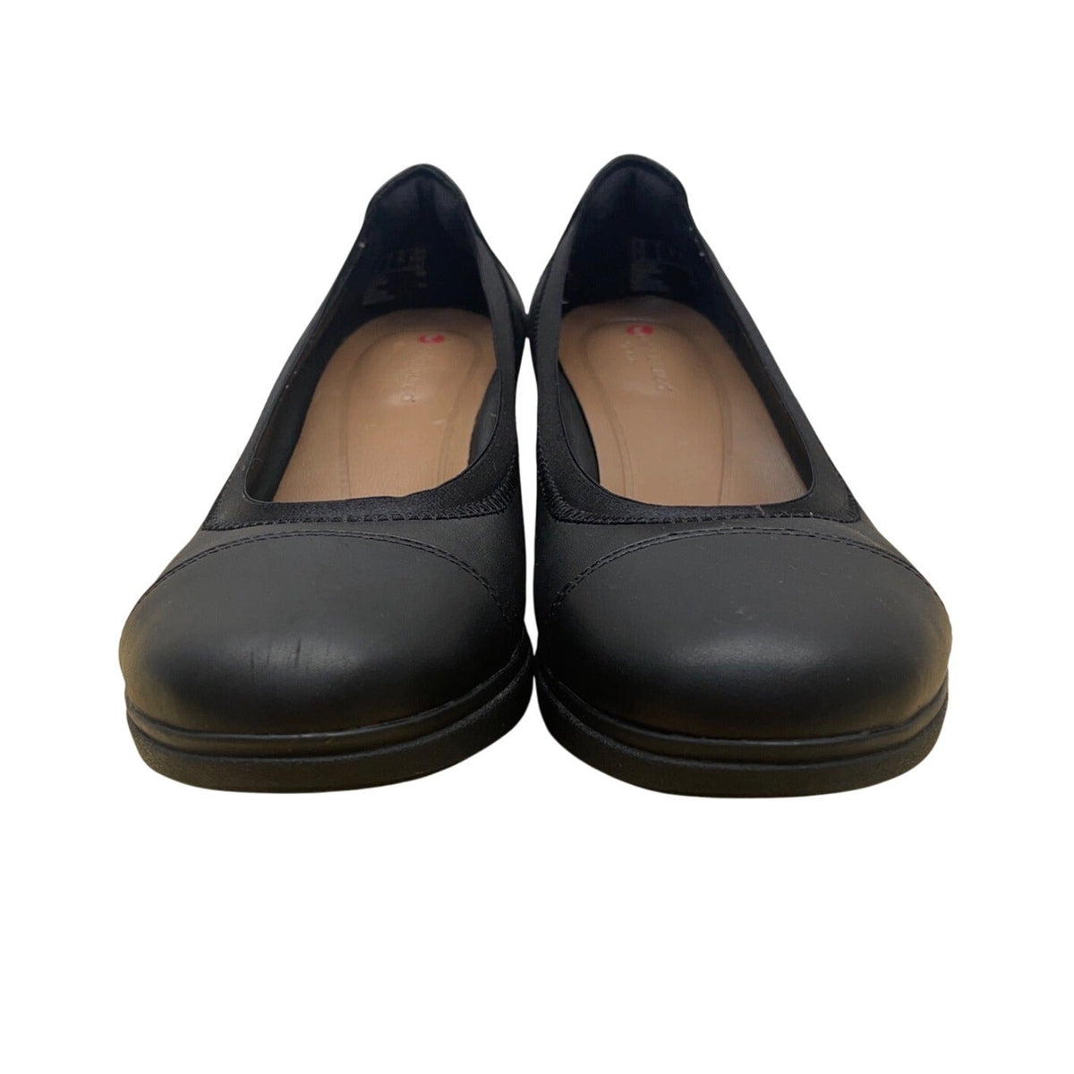 Clarks Unstructured Womens Black Leather Slip-On Wedge Shoes Size 5M