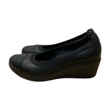 Clarks Unstructured Womens Black Leather Slip-On Wedge Shoes Size 5M