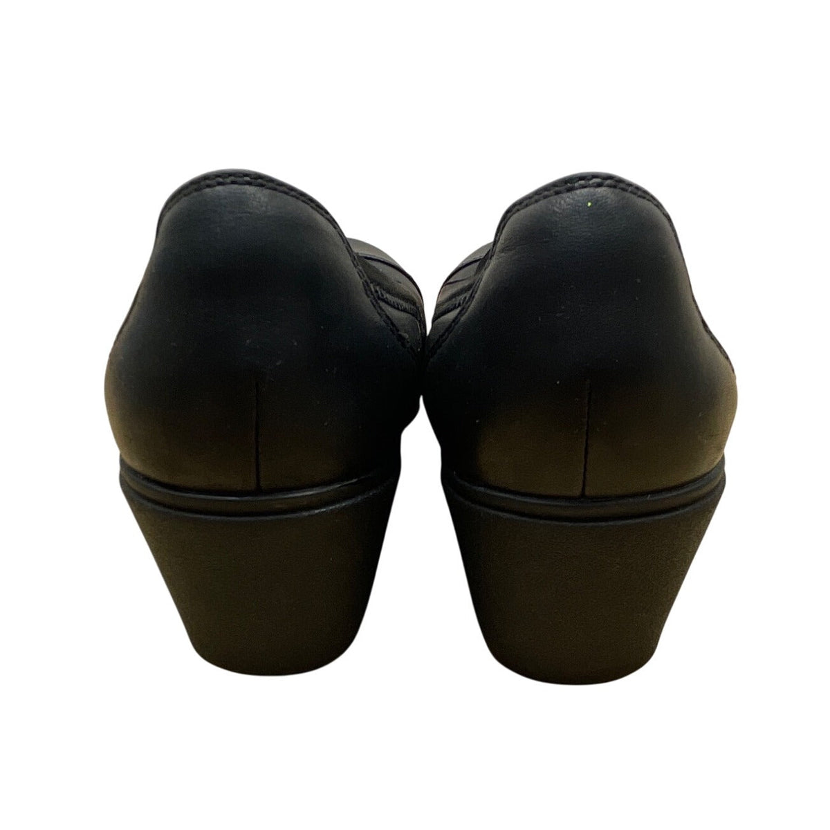 Clarks Unstructured Womens Black Leather Slip-On Wedge Shoes Size 5M