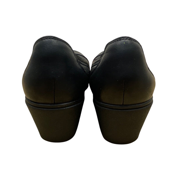 Clarks Unstructured Womens Black Leather Slip-On Wedge Shoes Size 5M