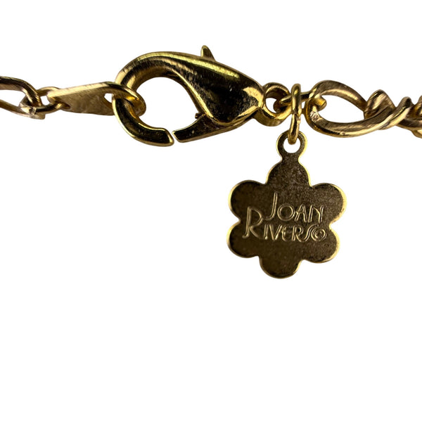 Joan Rivers Gold Tone Victorian Style Locket Flower Charm Necklace 30 Inches Long