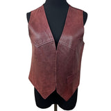 Jordache Vintage Unisex Red Leather Western Country Boho Vest Sz M
