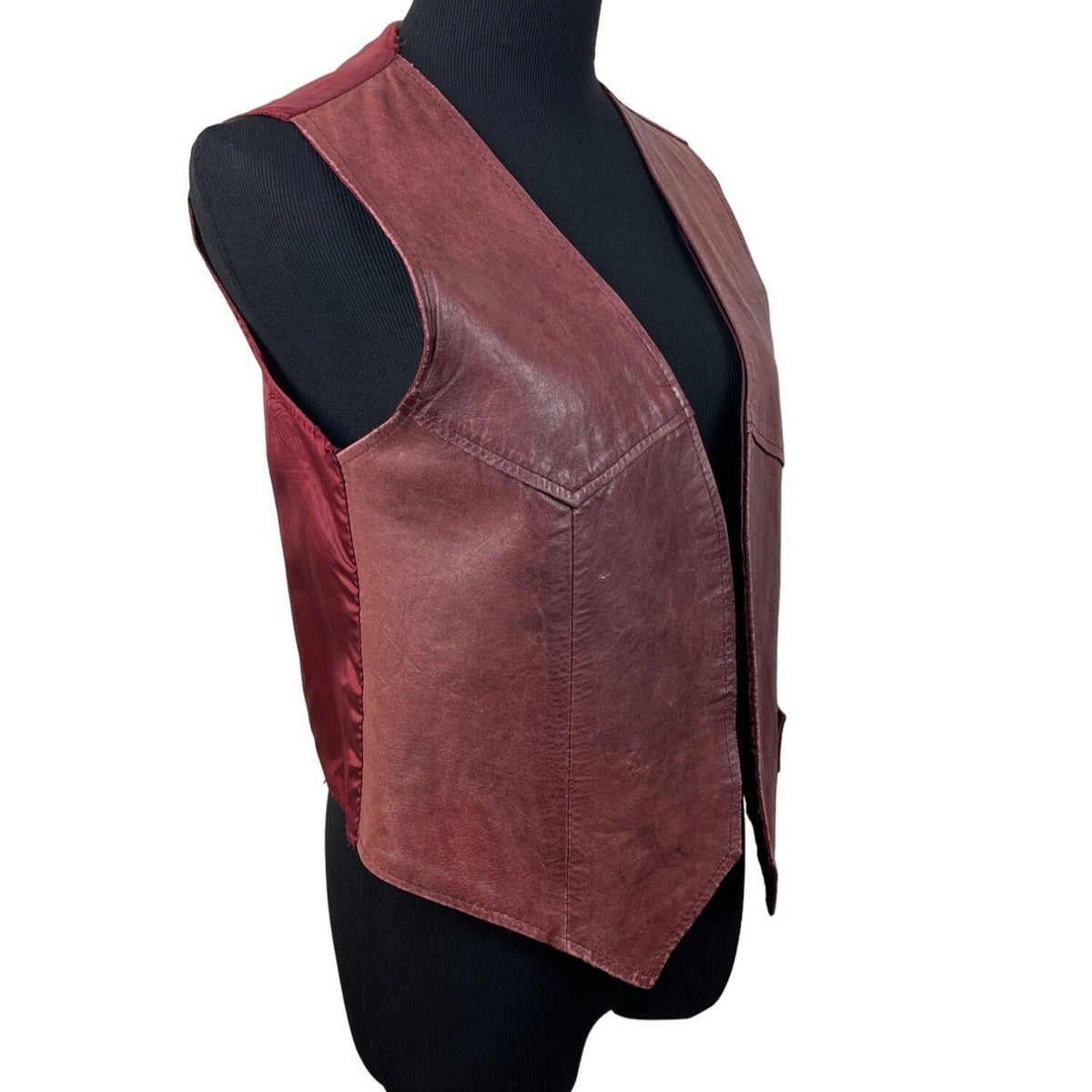 Jordache Vintage Unisex Red Leather Western Country Boho Vest Sz M