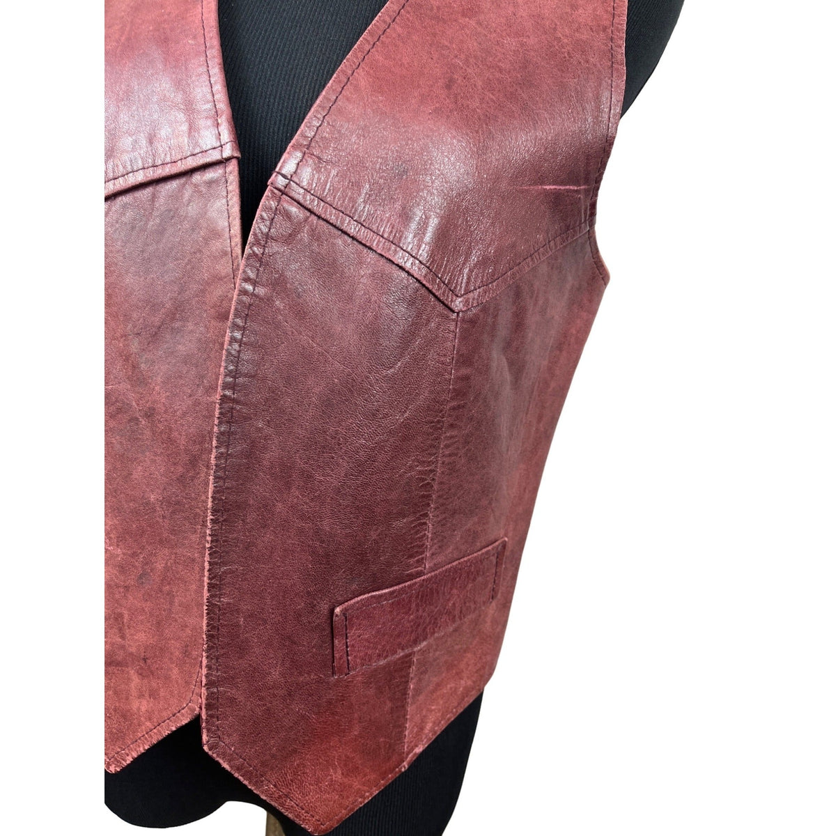 Jordache Vintage Unisex Red Leather Western Country Boho Vest Sz M