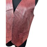 Jordache Vintage Unisex Red Leather Western Country Boho Vest Sz M