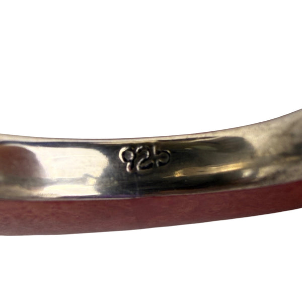 Sterling Silver Womens Red Crescent Enamel Hoop Earrings Vintage Style