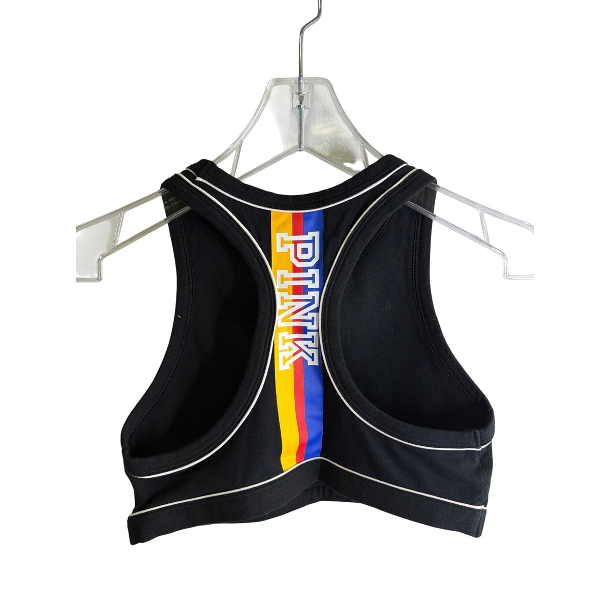 Pink Womens Black Cotton Racerback Crop Tank Size M