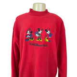 Walt Disney World Red Pullover Sweatshirt With Mickey & Minnie Embroidery Size L