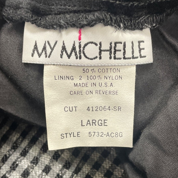 My Michelle Womens Black & White Checkered Skirt W/ Belted Bow Size L