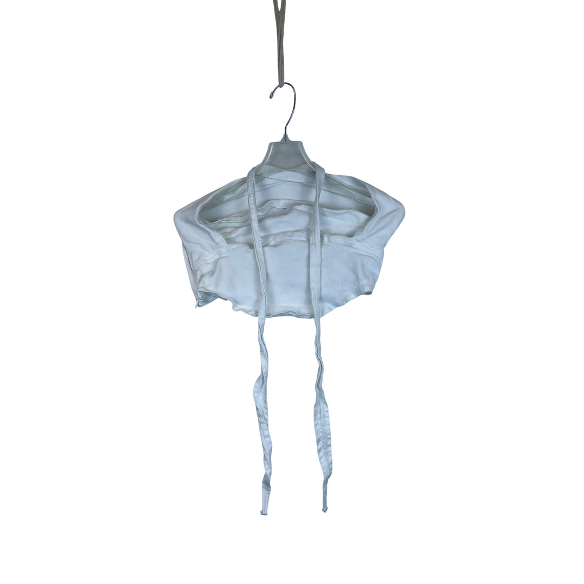 Shein Womens White Cotton Crop Tie-Back Halter Top Size M