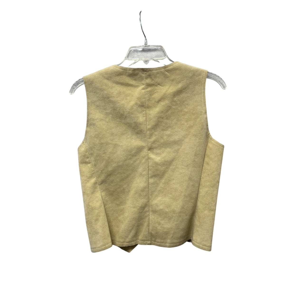 Specially Handmade By Ann Womens Beige Suede-Like Button-Up Vest Sleeveless Size OS
