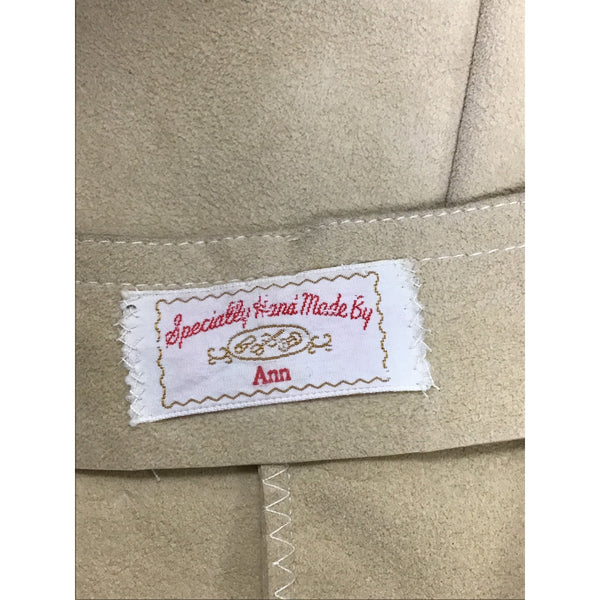 Specially Handmade By Ann Womens Beige Suede-Like Button-Up Vest Sleeveless Size OS