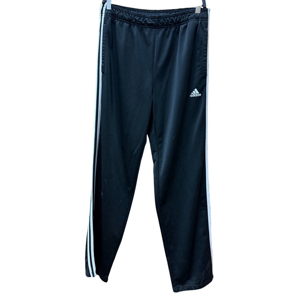 Adidas Mens Black Polyester Track Pants Size L With Stripes Sport Performance