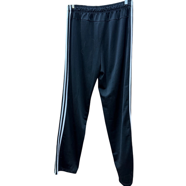 Adidas Mens Black Polyester Track Pants Size L With Stripes Sport Performance