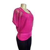 Smile Fish Women's Hot Pink Sleeveless Tank Top and Mesh Combo Sz L - NWT