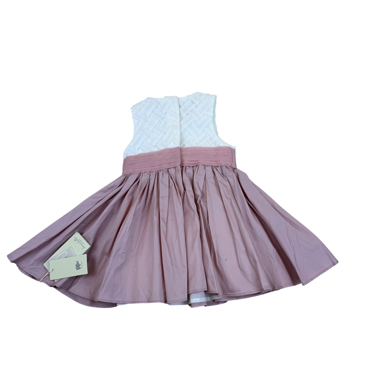 Dave & Bella Baby Girls White & Pink Sleeveless Dress Rose Detail 12M - New