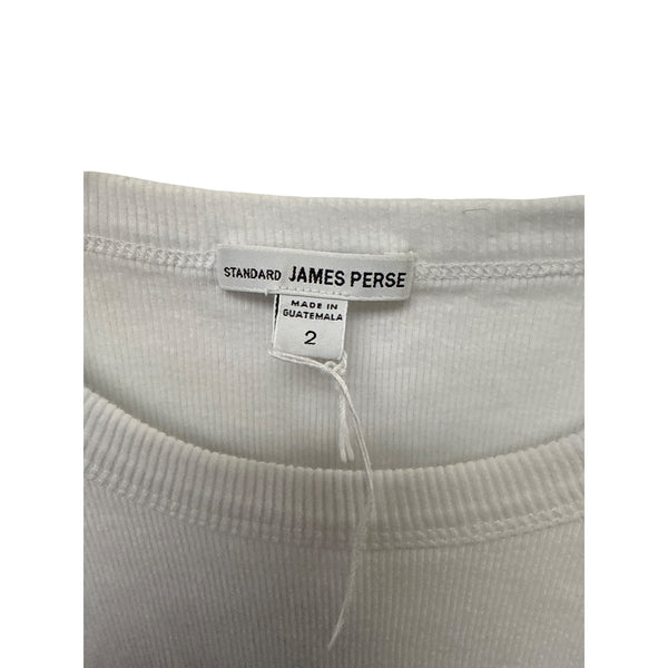 Standard James Perse Womens White Ribbed Tank Top Size 2 Cotton Sleeveless Shirt